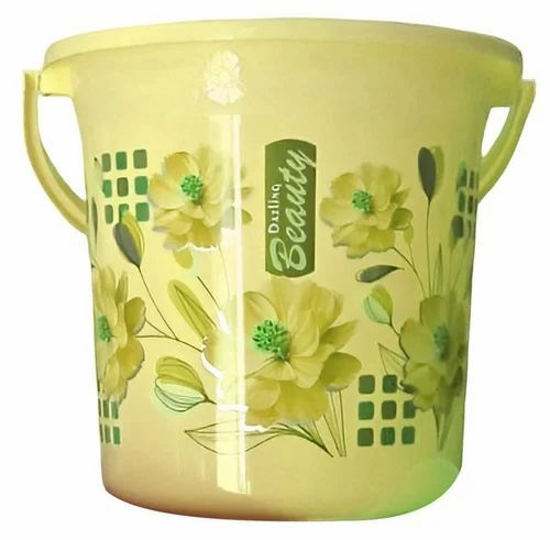 Printed Yellow Plastic Bucket