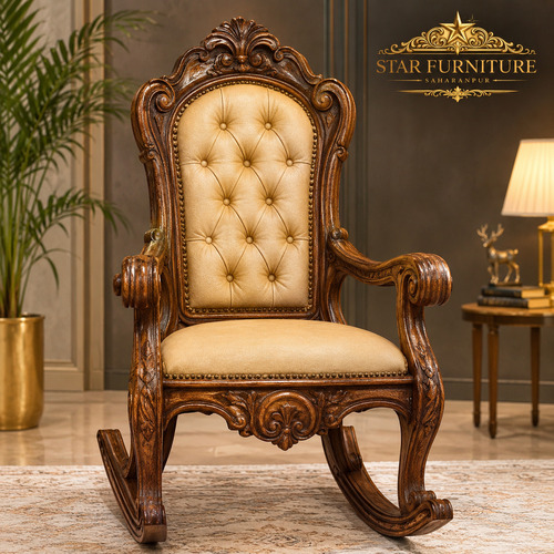 Royal Teak Wood Rocking Chair - Color: Brown