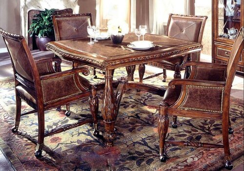 4 Seater Teak Wood Square Dining Table Set - Application: Home Use