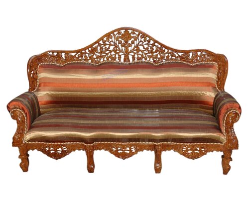 3 Seater Tan Teak Wood Sofa