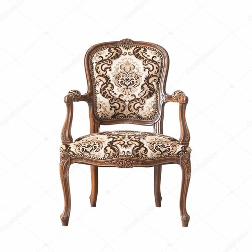 Brown Teak Wood French Sofa Chair