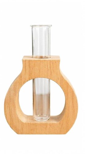 Flask Wooden Test Tube Planter Vase