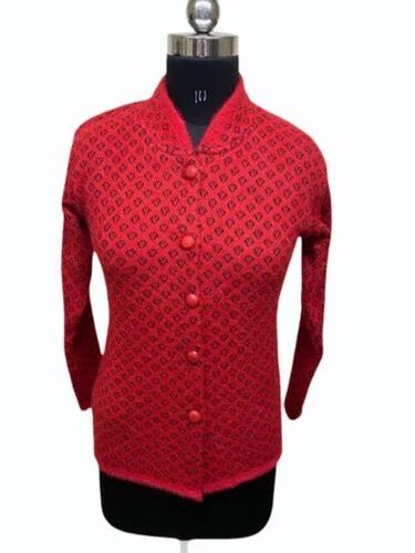 Ladies Red Woolen Cardigan