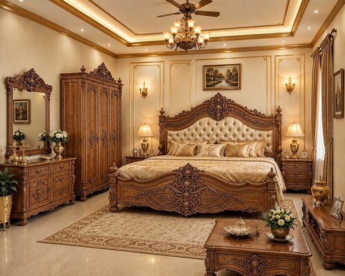 Teak Wood Royal King Size Bed with Box Storage