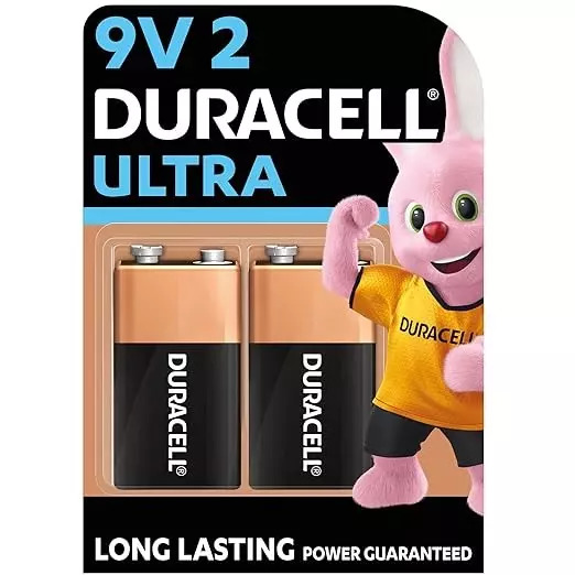 Duracell 9V Battery Pack of 2 For Electronic Devices