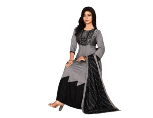 Seal Grey Anarkali Kurti Dupatta Set