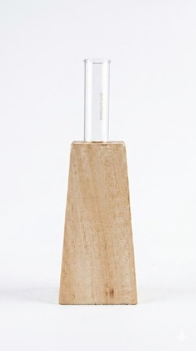 Trapezoidal Wooden Test Tube Planter Vase - Color: Biege