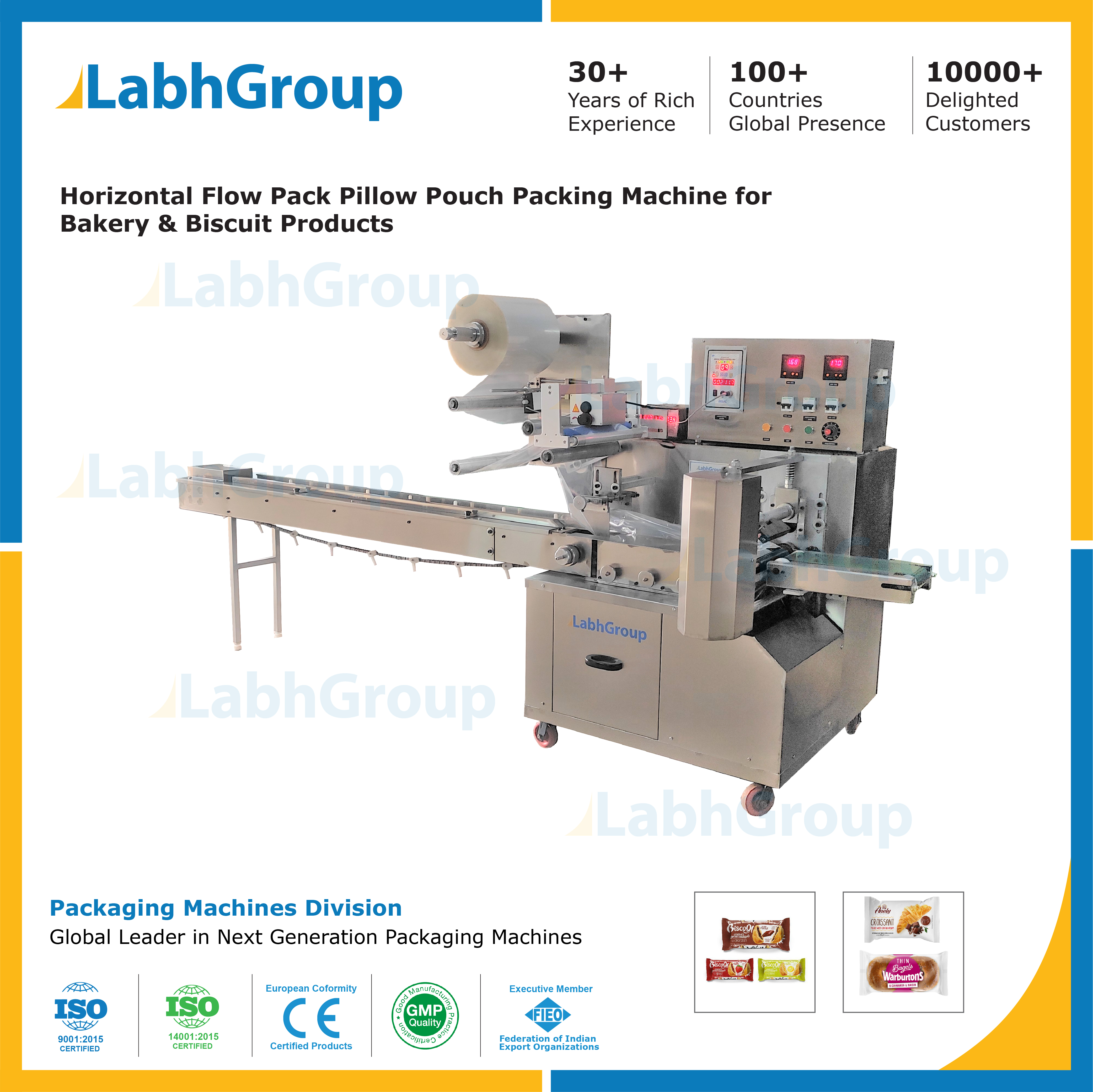Bakery Biscuit Products Horizontal Pillow Pouch Packing Machine - Power Source: Electric