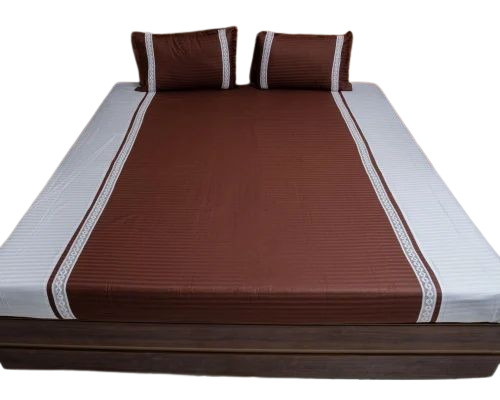Brown And White Color Double Bed Sheet