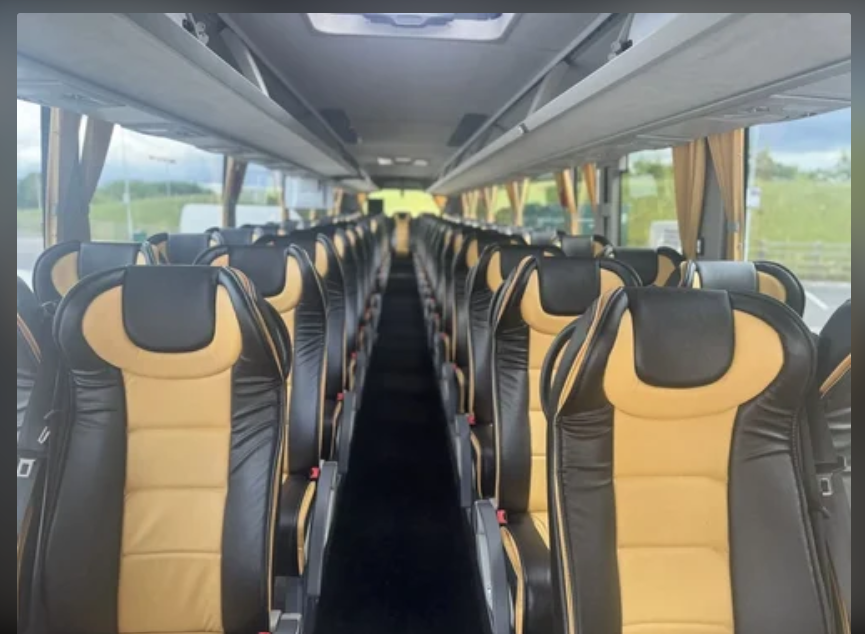 Bus Leather Push Back Seat - Color: Black & Beige