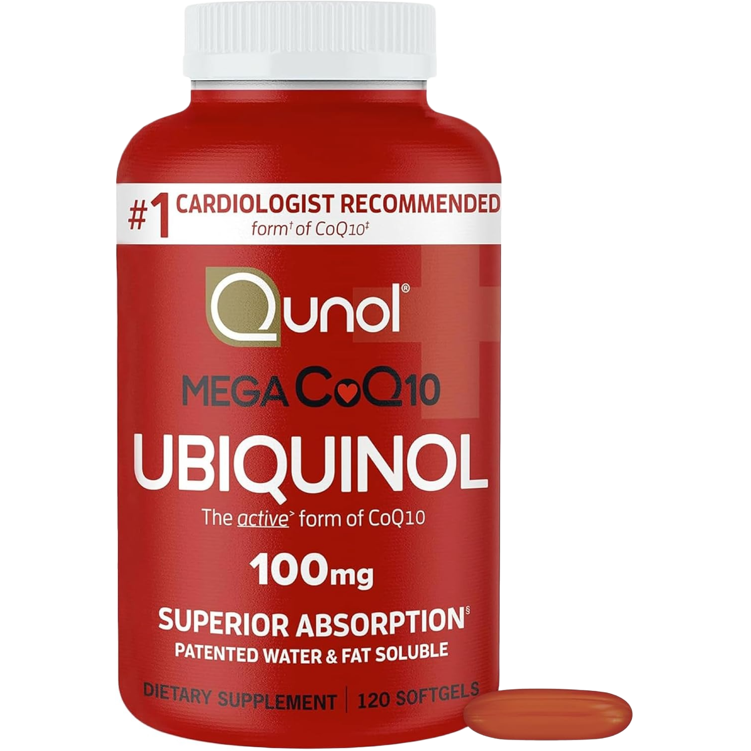 Qunol Mega Coq10 Ubiquinol Superior Absorption Patented Water 120 Softgels Capsules - Drug Type: Health Supplements