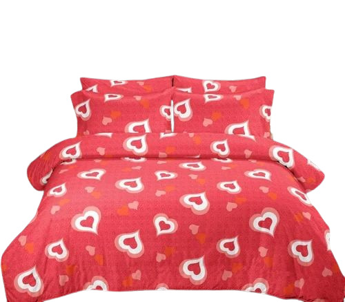 Red Heart Printed Double Bedsheet