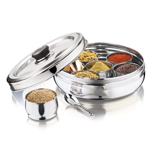 Stainless Steel Round Spice Utensil Box