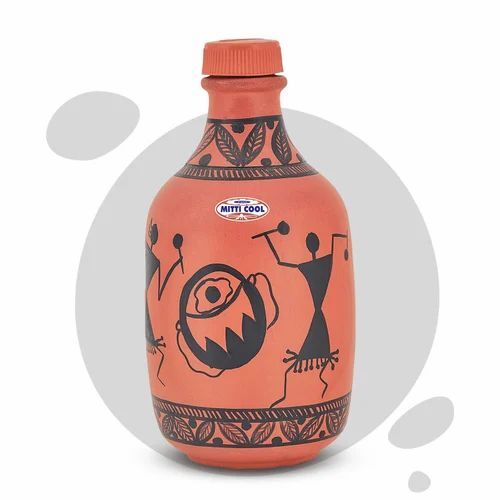 Varli Painting Clay Water Bottle