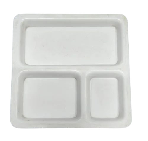 Acrylic 3 Compartment Square Plate