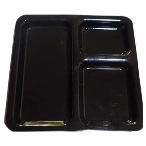 Black Acrylic 3 Compartments Plate