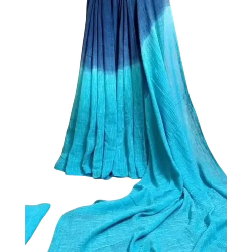 Blue Border Linen Slub Cotton Saree