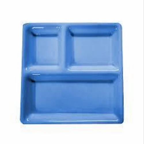 Blue Color Acrylic 3 Compartment Plate