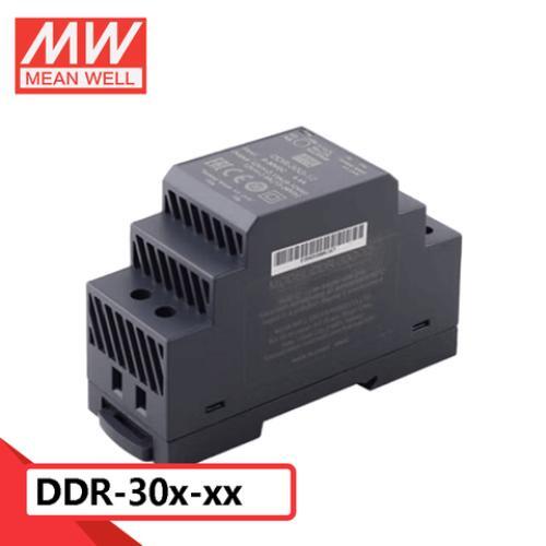 Mean Well DDR-30 Series 30W Ultra-thin DIN Rail DC DC Converter 5V 12V 15V 24V LED 87% Efficiency 9-36V 18-75V Input Multiple