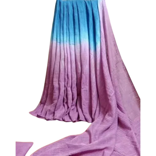 Plain Border Linen Slub Cotton Saree