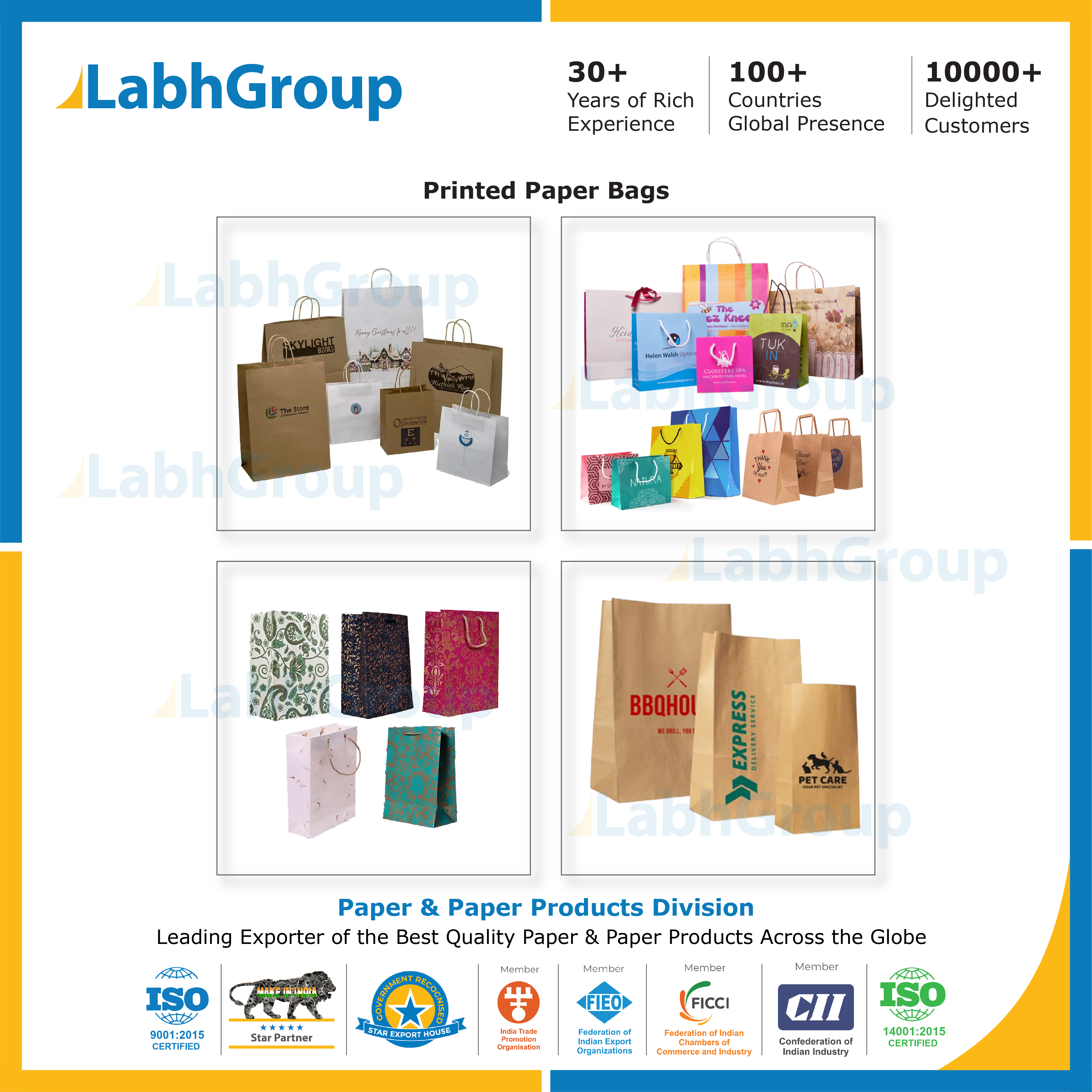 Printed Paper Gift Bags - Coating Type: Gloss / Matte / None
