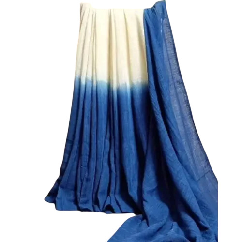 White & Blue Border Linen Slub Cotton Saree