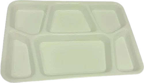 White Plain Acrylic 6 Compartment Plate