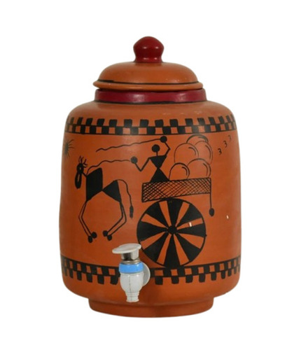 5 Ltr Clay Red Water Pot Cart