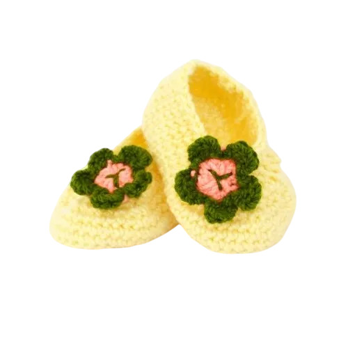 Flower Design Half Crochet Baby Booties