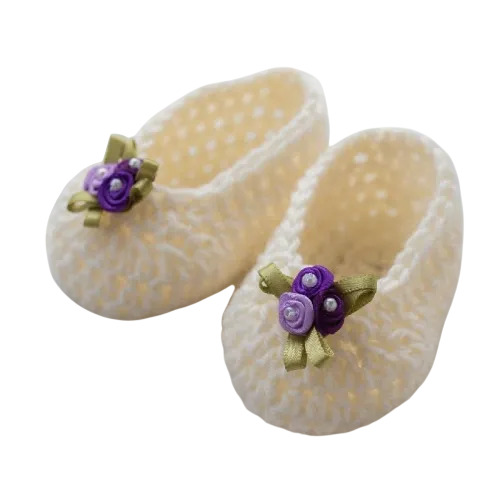 Half Crochet Baby Booties - Color: Off White