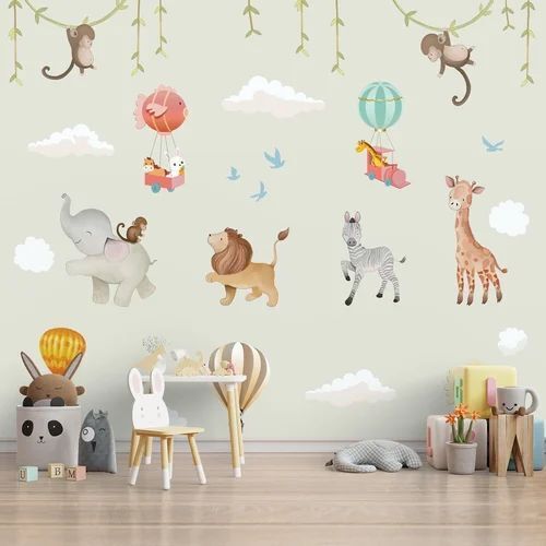 Kids Cartoon Print Room Wallpaper