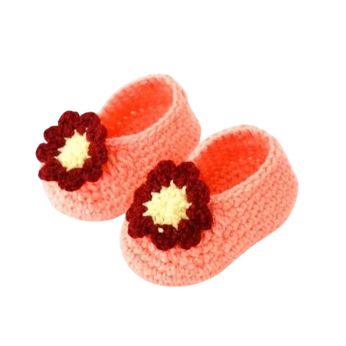 Peach Half Crochet Baby Booties