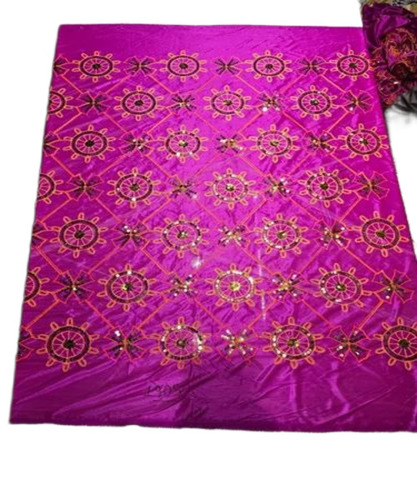 Pink Floral Lycra Sequence Fabric