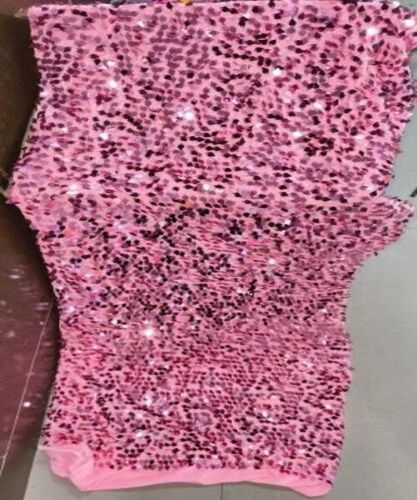 Pink Velvet Sequin Fabric