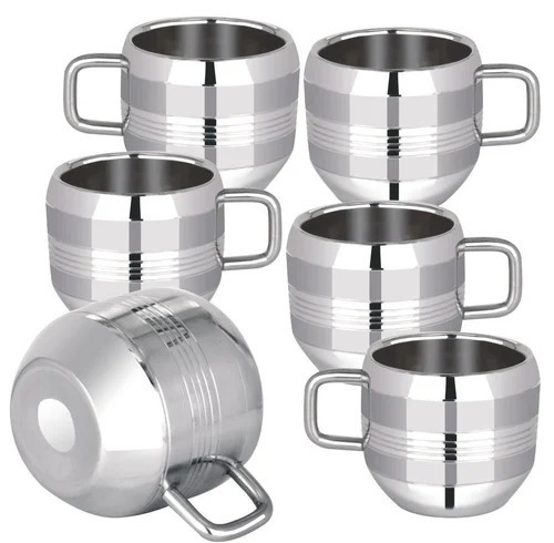 Silver Double Wall Tea Cup Set