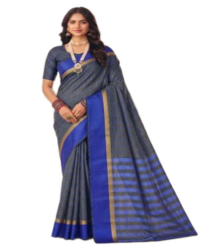 Blue Border Cotton Sarees