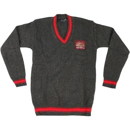 Dark Gray Full Sleeves Wool Girls School Sweater