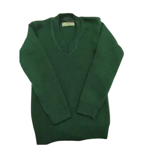 Green Full Sleeves Wool Girls School Sweater