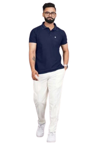 Men Navy Blue Color Collar T Shirt