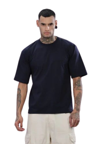 Men Round Neck Navy Blue Color T Shirt
