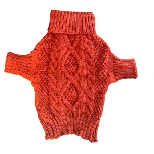 Orange Wool Plain Dog Sweater