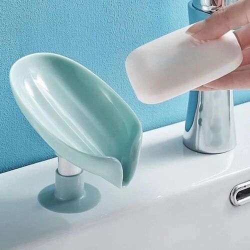 Plastic Leaf Shape Self Draining Soap Dish Holder