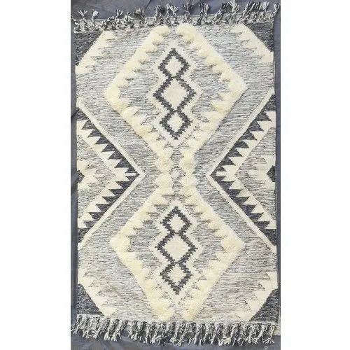 Rectangular Grey Woolen Durries