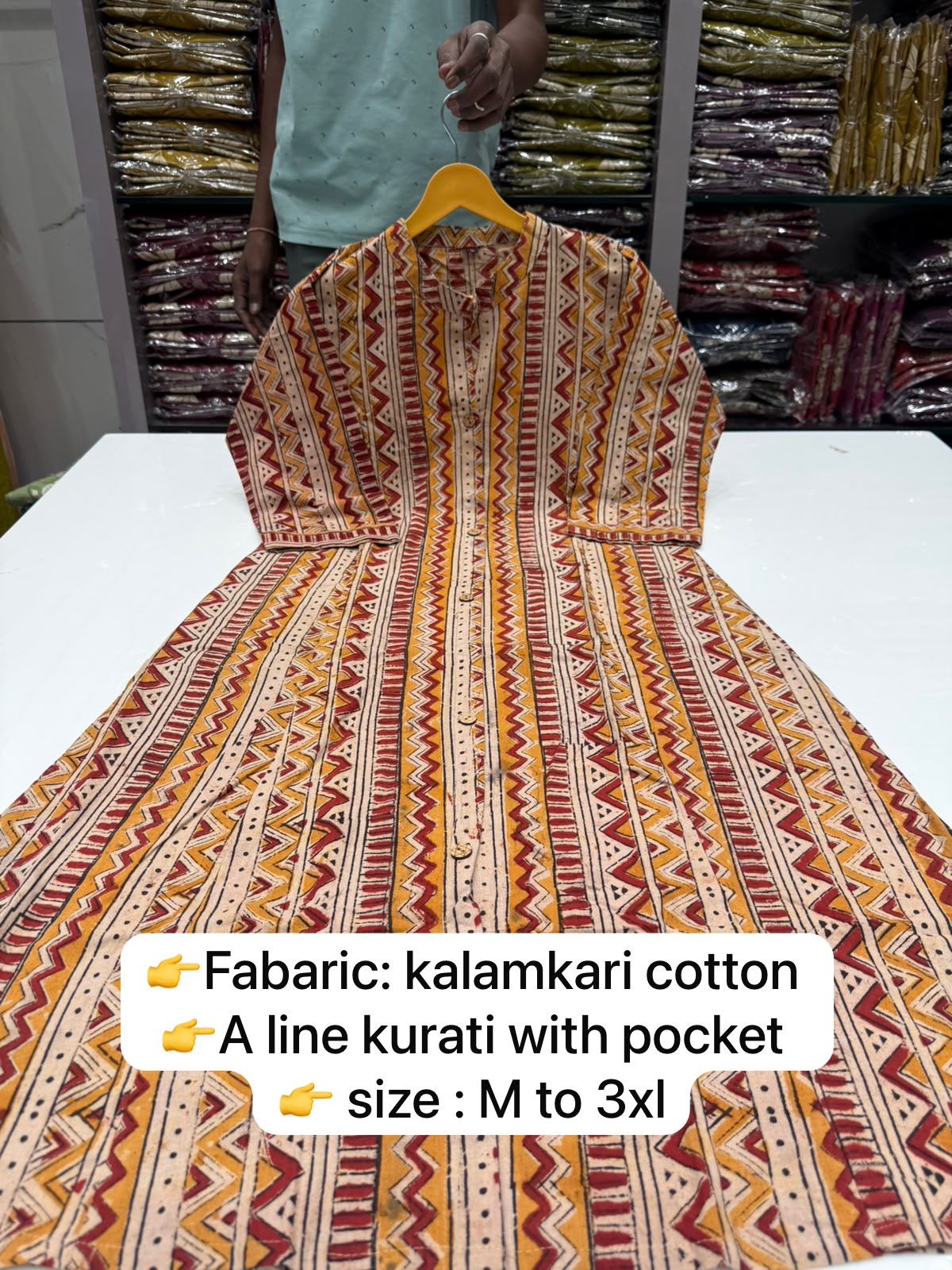 Aline Pocket Kalamkari Kurti - Length: 45 Centimeter (Cm)