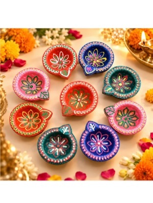 Clay Diya - Color: Multicolour