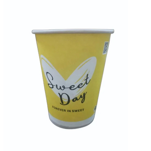 200ml Disposable Yellow Printed Paper Juice Cup