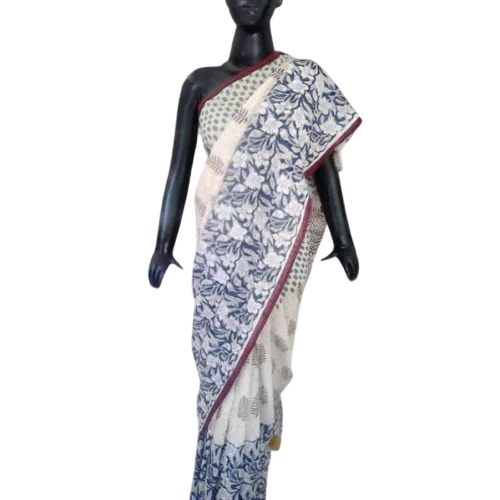 Pure Cotton Hand Block Printed Sarees - Color: Multicolor