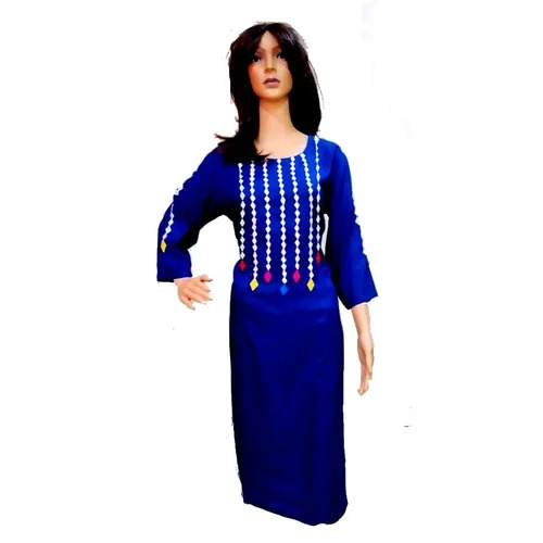 Rayon Ladies Handmade Applique Work Kurti