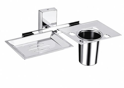 Silver Color Stainless Steel Brush Holder Soap Dish