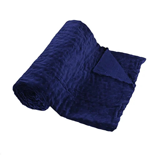 Solid Velvet Kantha Quilted - Royal Blue
